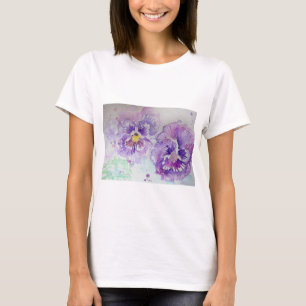 Camiseta Purple Panson Watercolor flower art T Shirt