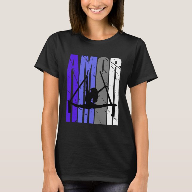 Camiseta Purple Retro Amor Air Yoga Fan Aerialist Squad Vin (Frente)