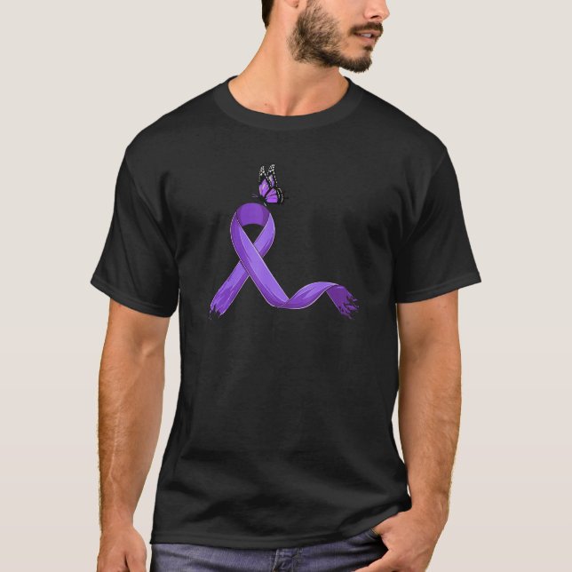 Camiseta Purple Ribbon Cute  Fibromyalgia Awareness (Frente)