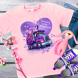 Camiseta Purple Silly Dump Truck Valentine