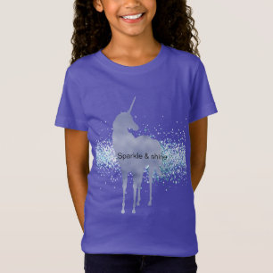 Camiseta Purple Unicorn Sparkle Aqua Glittery Confetti