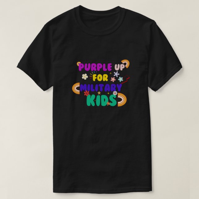 CAMISETA PURPLE UP FOR  MILITARY KIDS (Frente do Design)