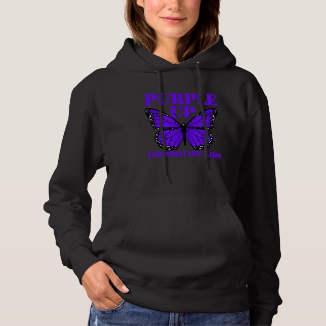 Camiseta Purple Up For Military Kids Butterfly Girls Purple (Frente)