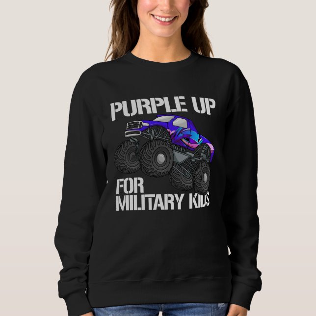 Camiseta Purple Up For Military Kids Monster Truck Boys Pur (Frente)