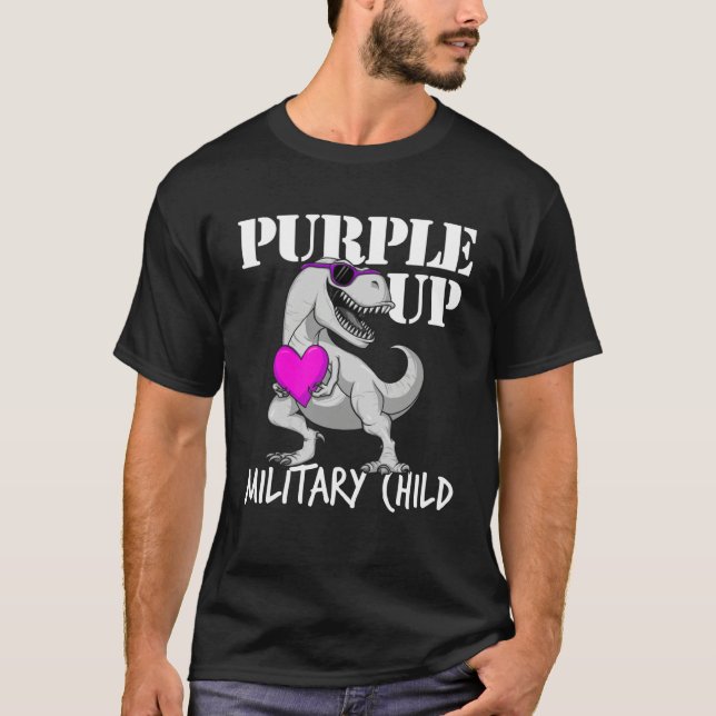 Camiseta Purple Up Military Child Rex Dinosaur Boys Purple  (Frente)