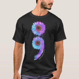 Camiseta Púrpura Azul, Semicolão de Girassol Prevenção Suic