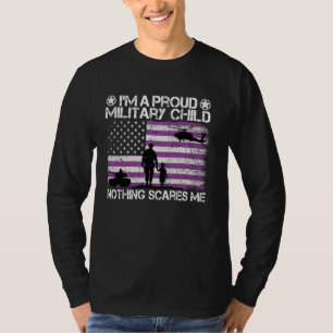 Camiseta Púrpura Da Criança Militar Orgânica Mês De C Milit
