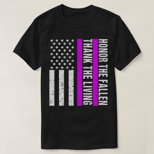 Camiseta Púrpura do Coração Militar Veterano Americano Roxo (Frente do Design)
