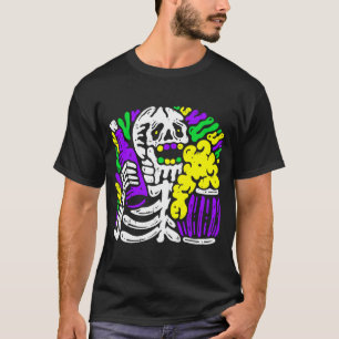 Camiseta Púrpura Esqueleto Verde Mardi Gras Bones Carnaval