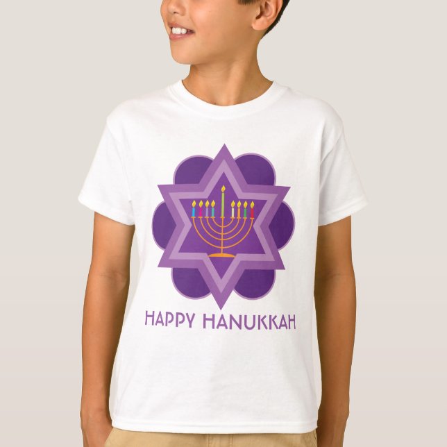 Camiseta Púrpura Hanukkah Feliz1 (Frente)
