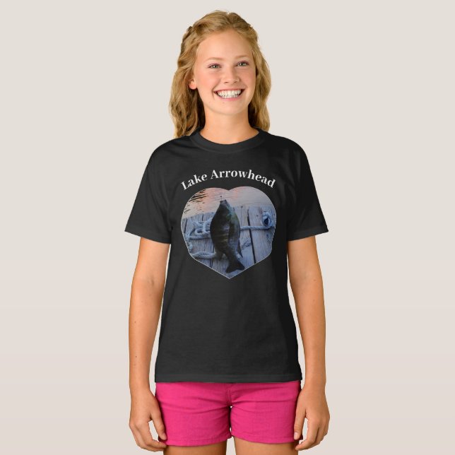 Camiseta Púrpura Laca do Coração de Peixes Bluegill (Frente Completa)