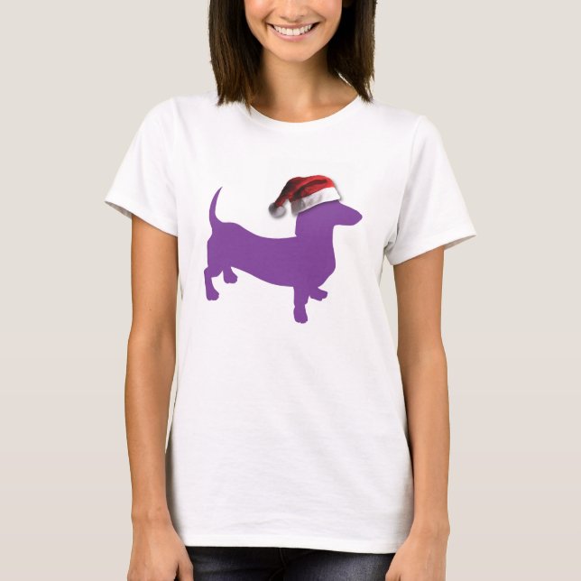 Camiseta Púrpura Natal Dachshund (Frente)