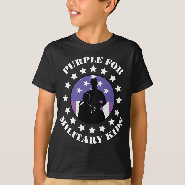 Camiseta Púrpura Orgulhosa Para Crianças Militares De Camis (Frente)