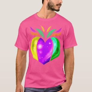 Camiseta Púrpura Ouro Amarela E Coração Verde Para