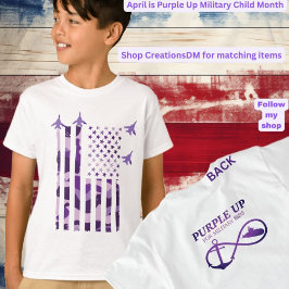 Camiseta Púrpura para Bandeira Militar, Submarino e Jatos