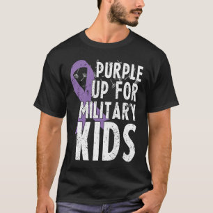 Camiseta Púrpura para Crianças Militares Mês para Ch Milita