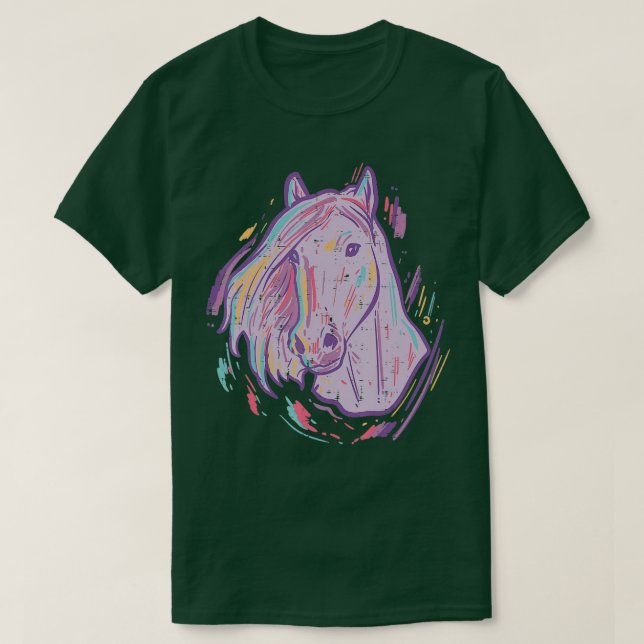 Camiseta Púrpura Pintor Arte Animal Homens Equestres (Frente do Design)