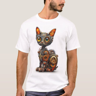Camiseta Purr a Vapor � Gato Robô Steampunk