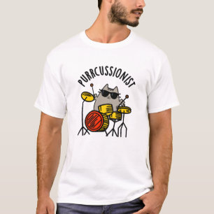 Camiseta Purr-cussionista Engraçado Drummer Cat Pun