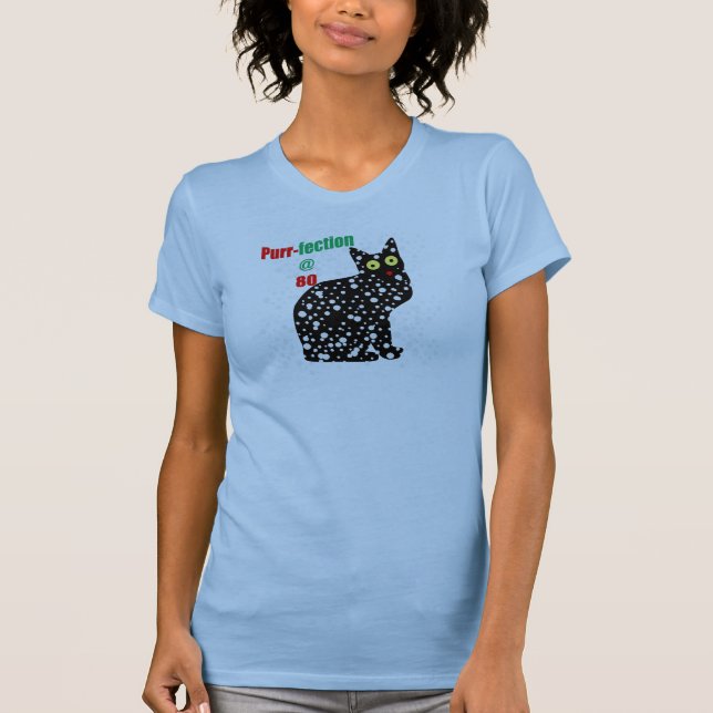 Camiseta Purr-fection do gato da neve 80 (Frente)