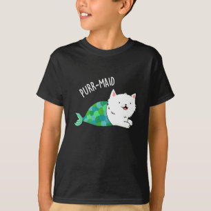 Camiseta Purr-Maid Gatinho Engraçado Sereia Pun Dark BG