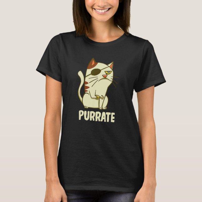 Camiseta Purrate Cat Pirate Eye Patch Gatinho Kitten (Frente)