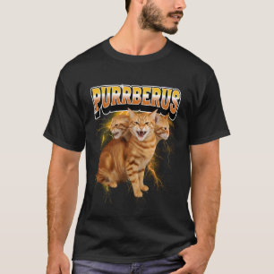 Camiseta Purrberus Gato Laranja de 3 Cabeças Guardando o Su