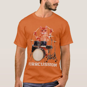 Camiseta Purrcussion Funny Cat Drummer On Drum Set Percuss