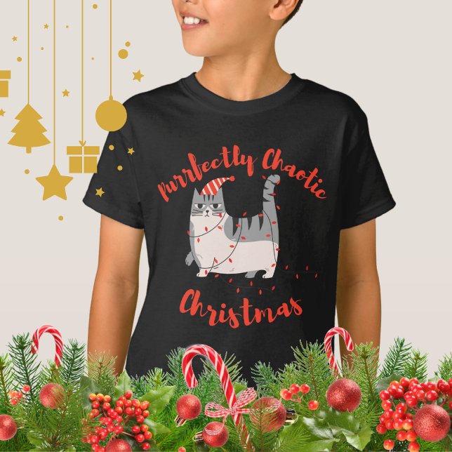 Camiseta Purrfectly Chaotic Christmas Funny Holiday Cat  (Criador carregado)