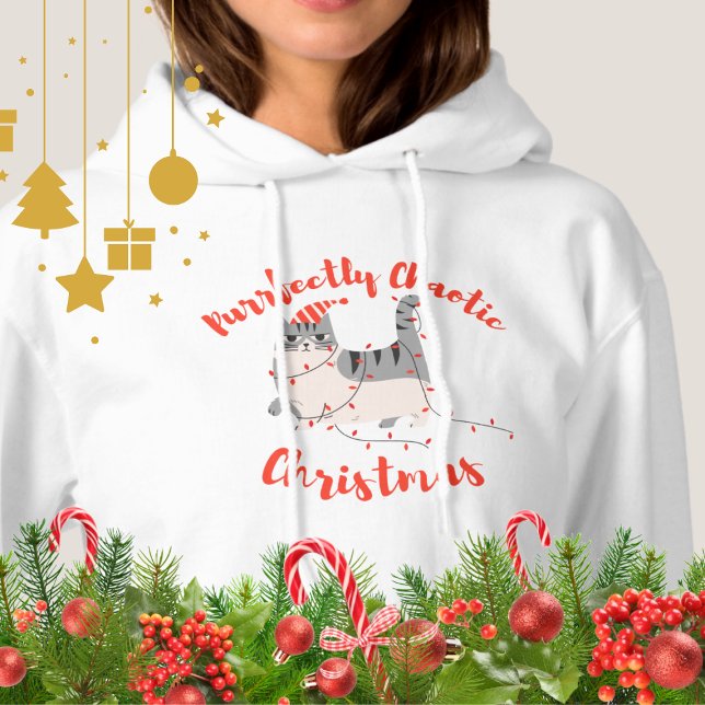 Camiseta Purrfectly Chaotic Christmas Funny Holiday Cat  (Criador carregado)