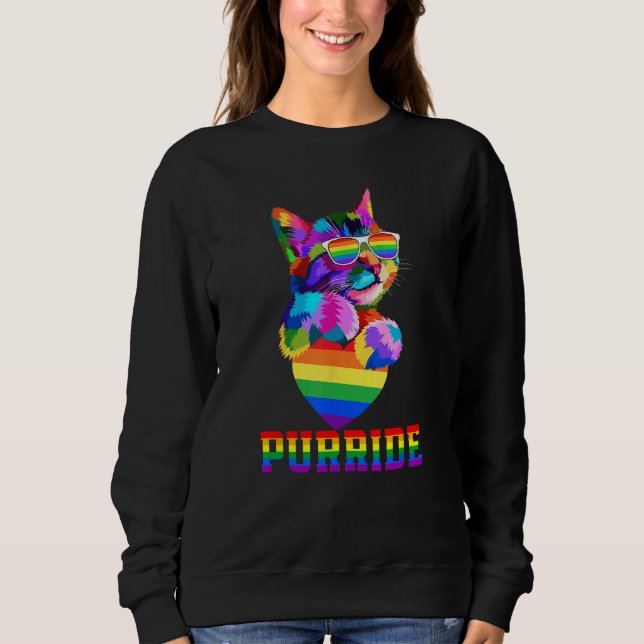 Camiseta Purride Cat Gay Pride LGBT Month 2023 LGBT Love Ca (Frente)