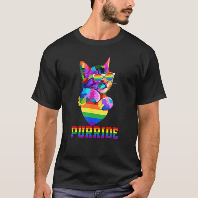 Camiseta Purride Cat Gay Pride LGBT Month 2023 LGBT Love Ca (Frente)