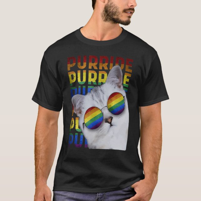 Camiseta Purride Cat Lgbt Orgulho gay Cat Gatinho 1 (Frente)