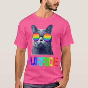 Camiseta Purride Cat Lover Pride Mês Direitos Gay Rainbow C
