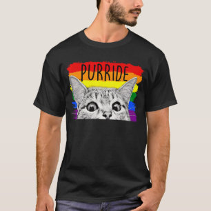 Camiseta Purride Cat Sunglass Flag Orgulho gay Mês Lgbt