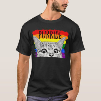 Camiseta Purride Cat Sunglass Flag Orgulho gay Mês Lgbt