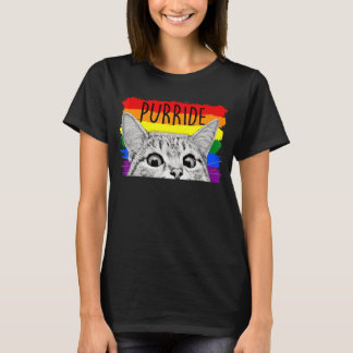 Camiseta Purride Cat Sunglass Flag Orgulho gay Mês Lgbt