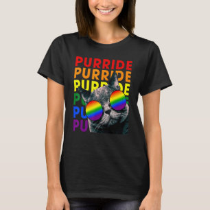 Camiseta Purride Gato E Óculos Solares Arco-Íris Lgbtq Gay
