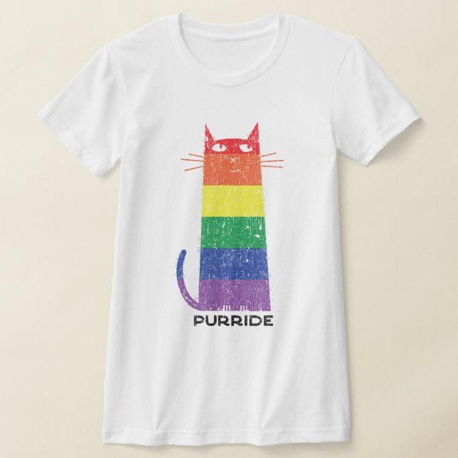 Camiseta Purride Shirt LGBT Orgulho gay Engraçado Gato Dize (Postura )