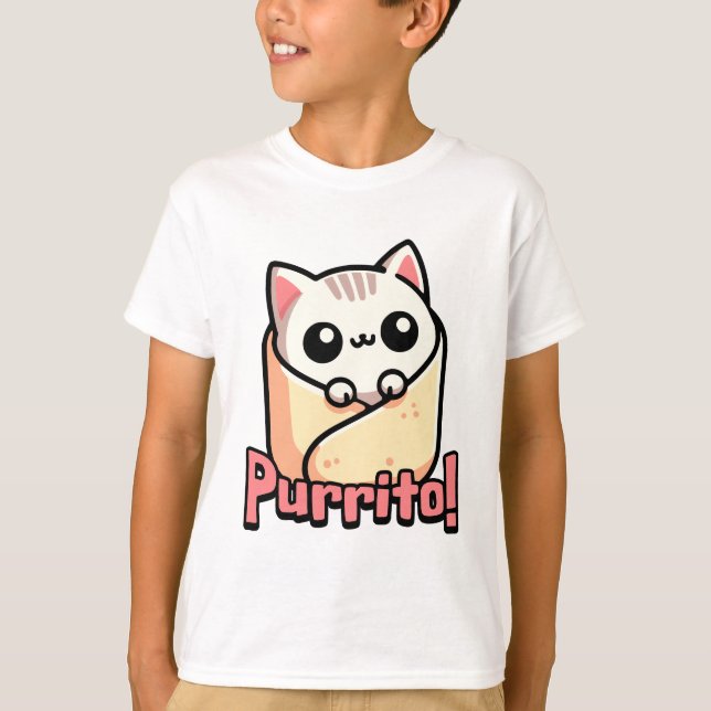 Camiseta Purrito! Armadilhas de Gato de Burrito (Frente)