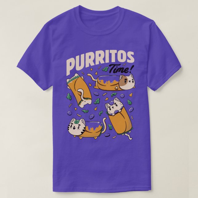 Camiseta Purritos Time Burrito Cat Engraçado Comida mexican (Frente do Design)