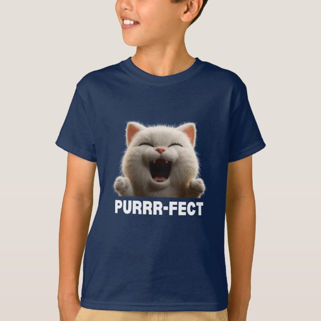 Camiseta PURRR-FECT Hilarious Laughing Cat Meme T Shirt (Frente)