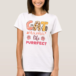 CAMISETA PURRRFECT DA VIDA MÃE DO GATO COLORIDO