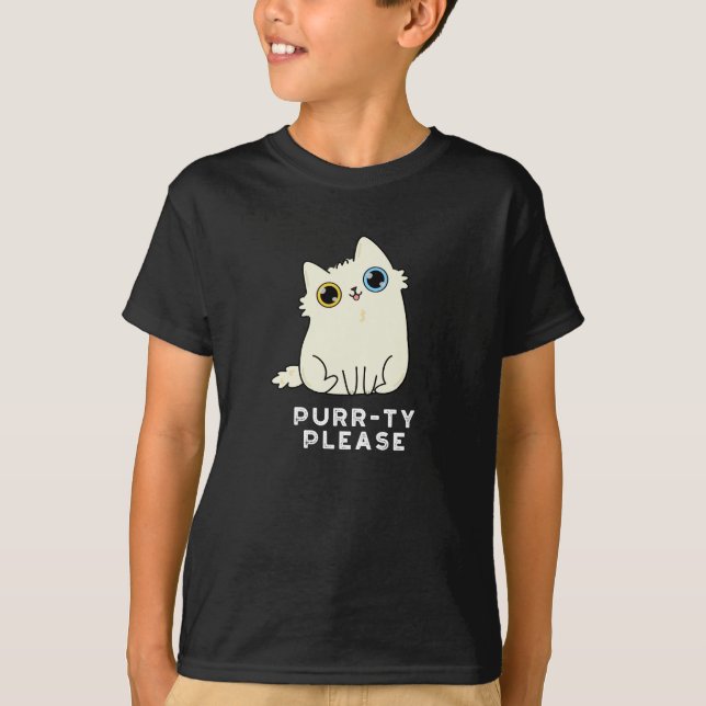 Camiseta Purrty Por Favor Gatinho Engraçado Gato Pun Dark B (Frente)