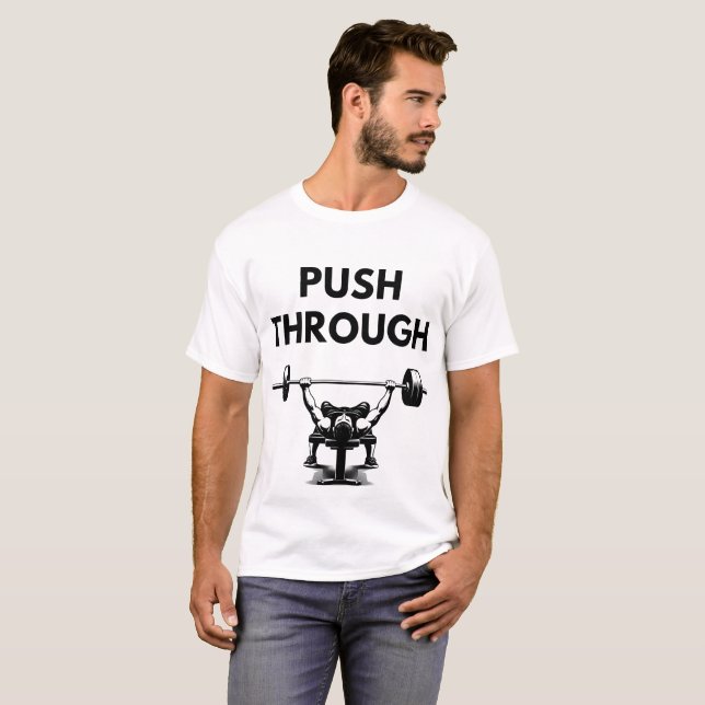 Camiseta PUSH THROUGH Mens Basic T Shirt Minimal Gym Motiva (Frente Completa)