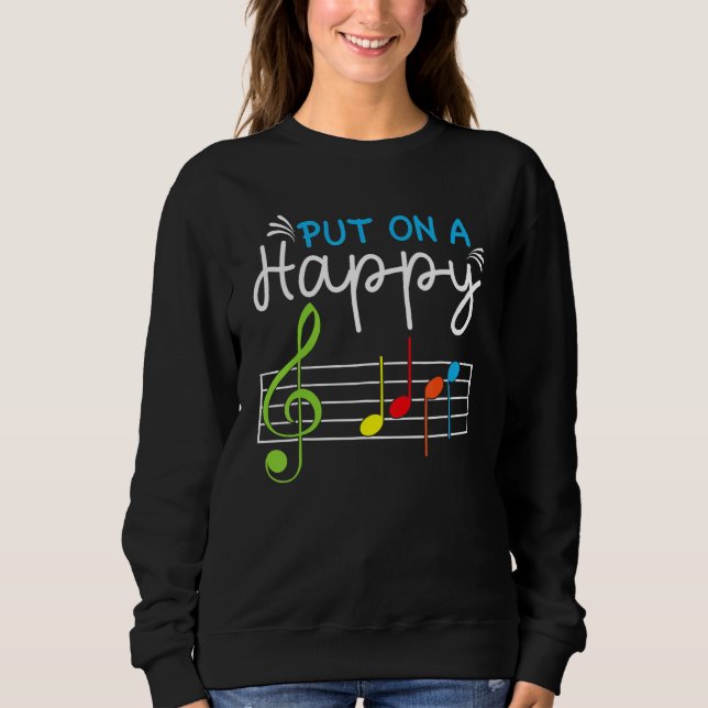 Camiseta Put On A Happy Face Music Teacher Music Notes Treb (Frente)