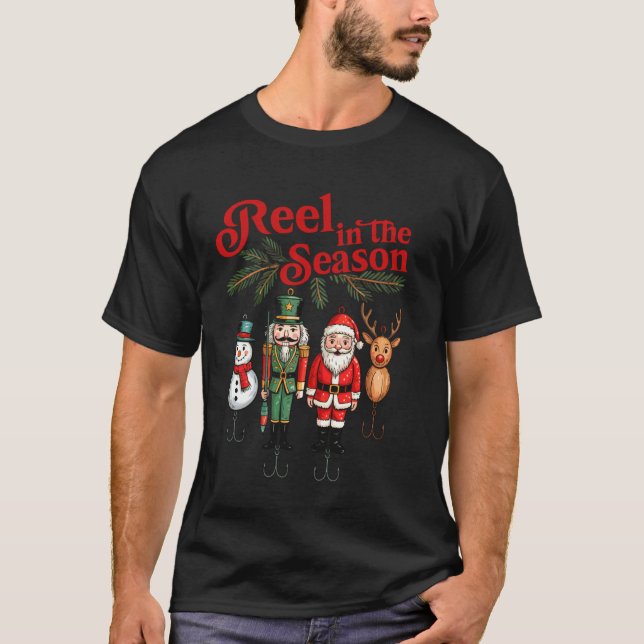 Camiseta Puxe a Temporada de Natal da Pesca (Frente)