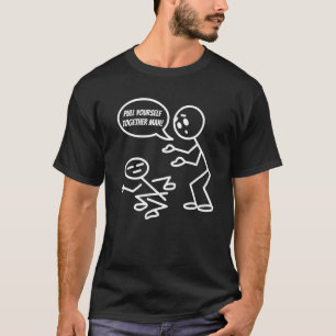 Camiseta Puxe-se Muitas Humor Figura de Palito Piada