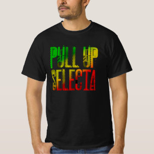Camiseta Puxe Seleta para cima Cores Rasta Typografia Regga