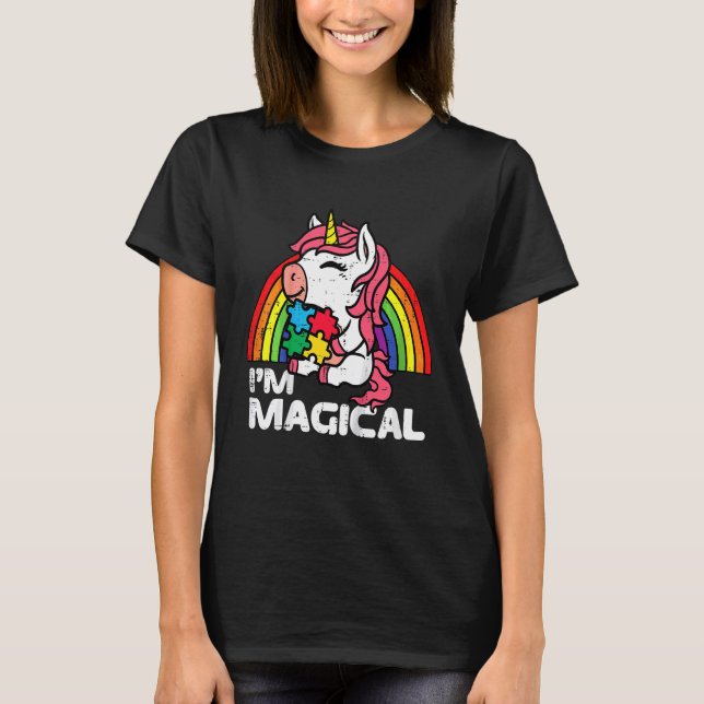 Camiseta Puzzle Arco-Íris Unicórnio Infantil Im Conscientiz (Frente)